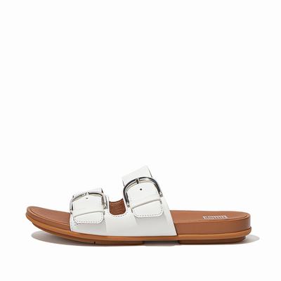 Fitflop Gracie Buckle Leather Slides - Sandalen Damen - Weiß (ENV721305)